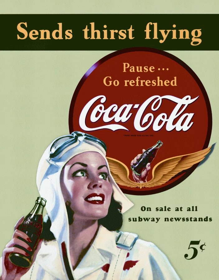 Vintage Coca Cola Tin Metal Sign Antique Soda Cup 1045