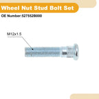 Set of 5 M12x1.5 Wheel Lug Studs for Hyundai Santa Fe (2010–2019)
