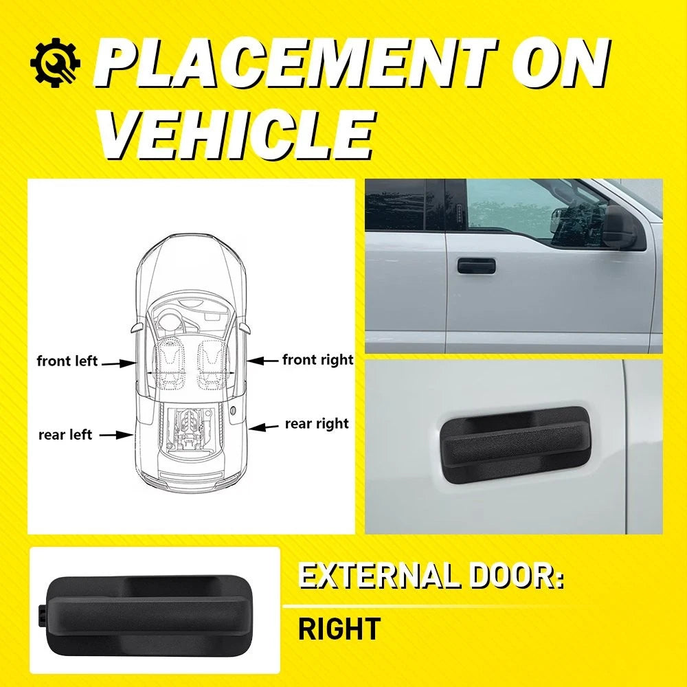 Front Right Exterior Door Handle for Ford F-150 (2015–2020) Smooth Black