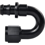 2Pcs Universal 180° Push Lock Fuel Hose End Fitting Adaptor AN10 Black (-)
