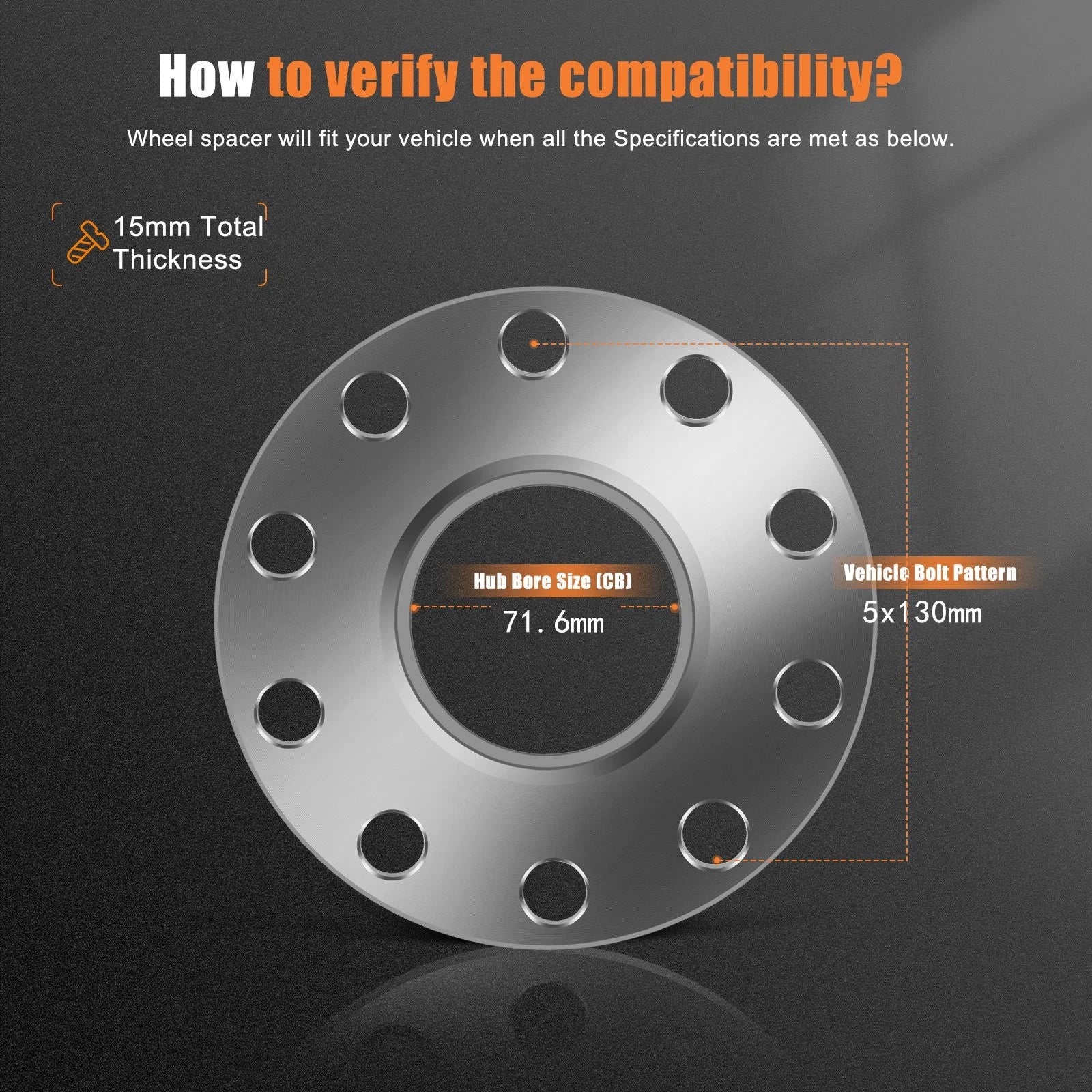 2X 15mm Wheel Spacers 5x130 14x1.5 for Porsche Cayman Cayenne Boxster 911