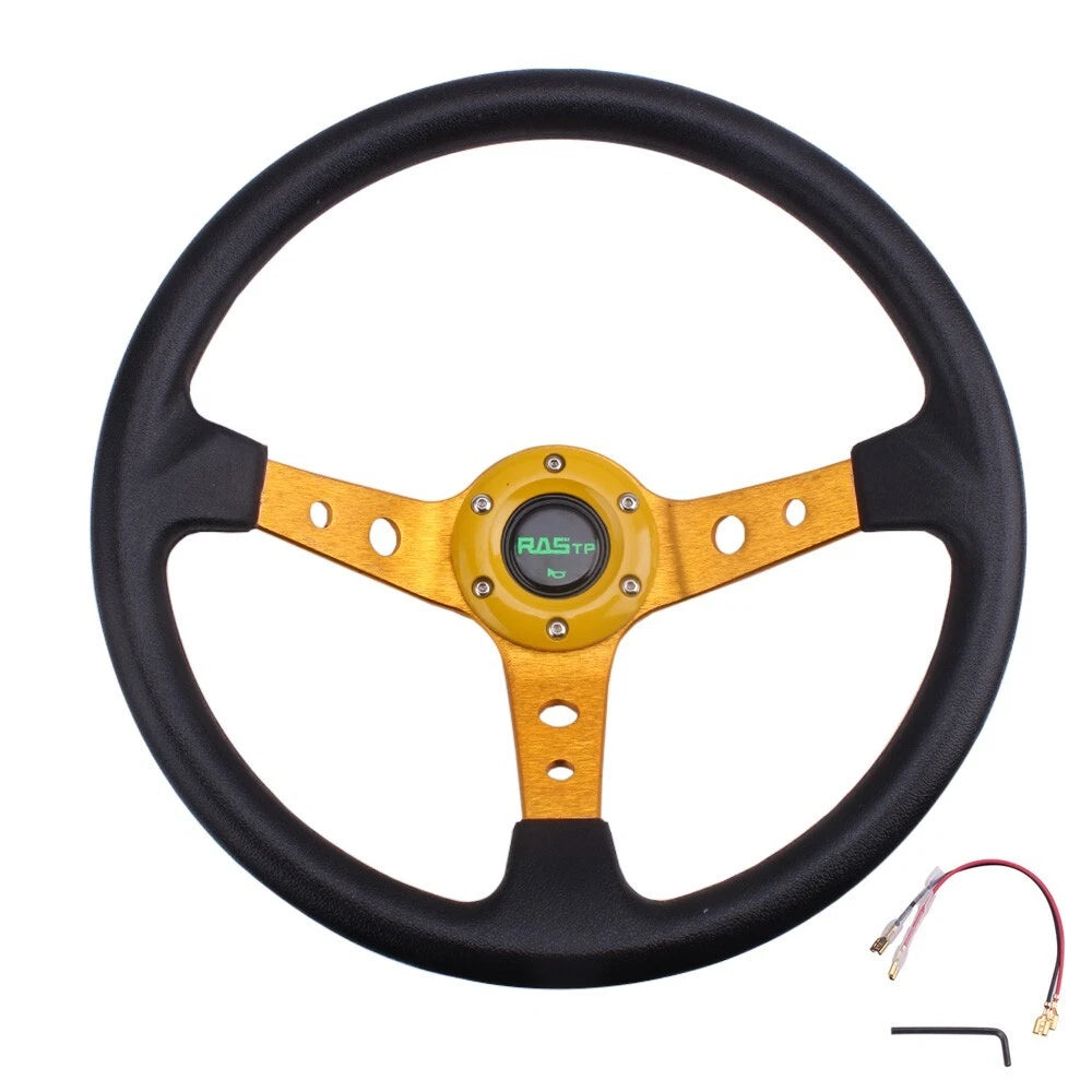 14" Deep Dish Racing Steering Wheel for Universal Fit (6 Bolt)