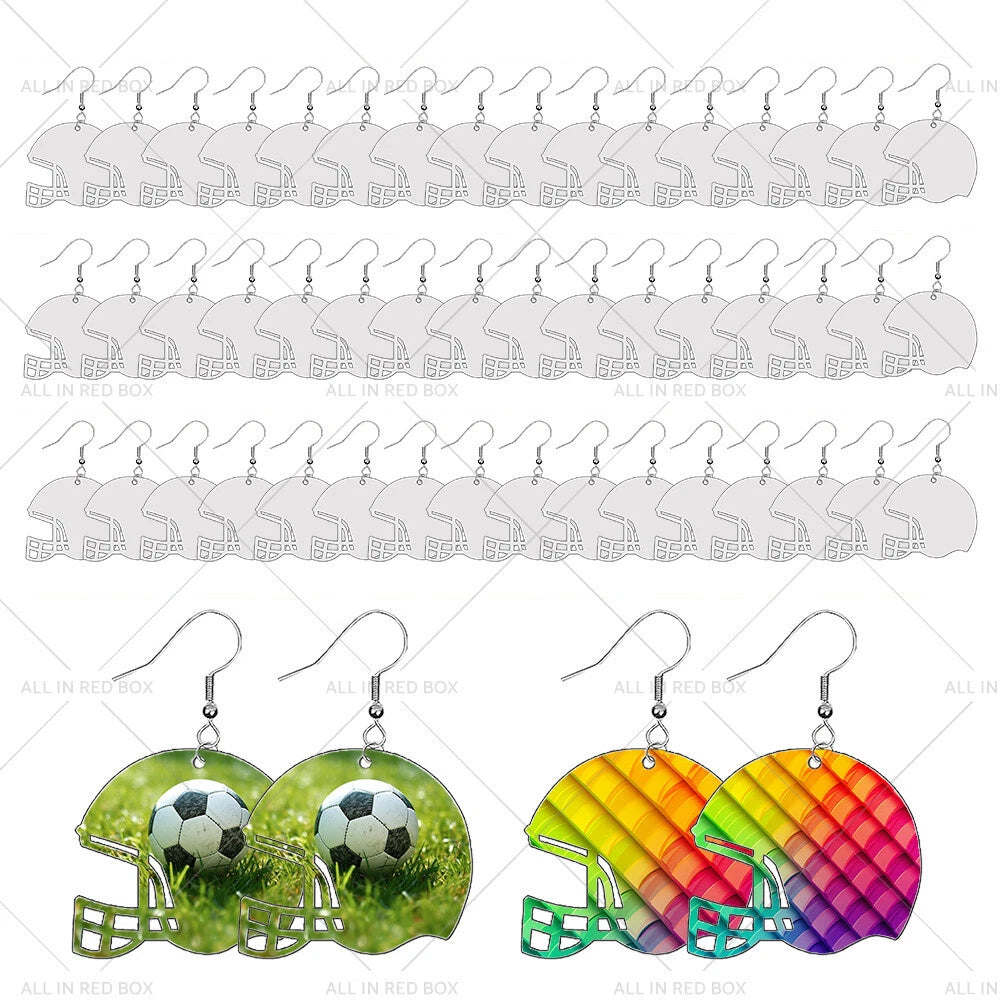 48PCS Helmet Earring Blanks MDF Double-Sided with Hook Jump Ring