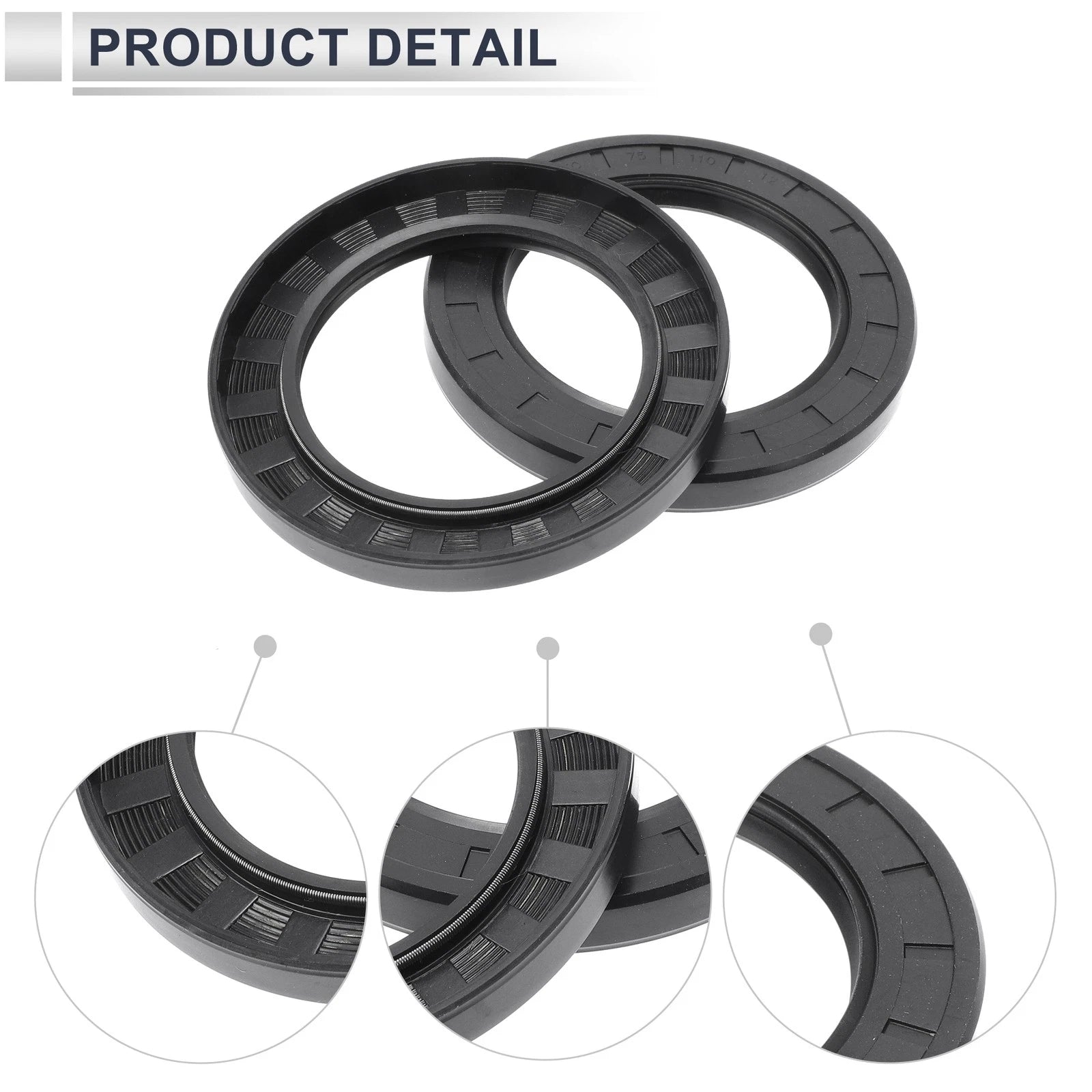 Set of 5 Oil Seal Rotary Shaft Seal Nitrile Rubber 75x110x12mm