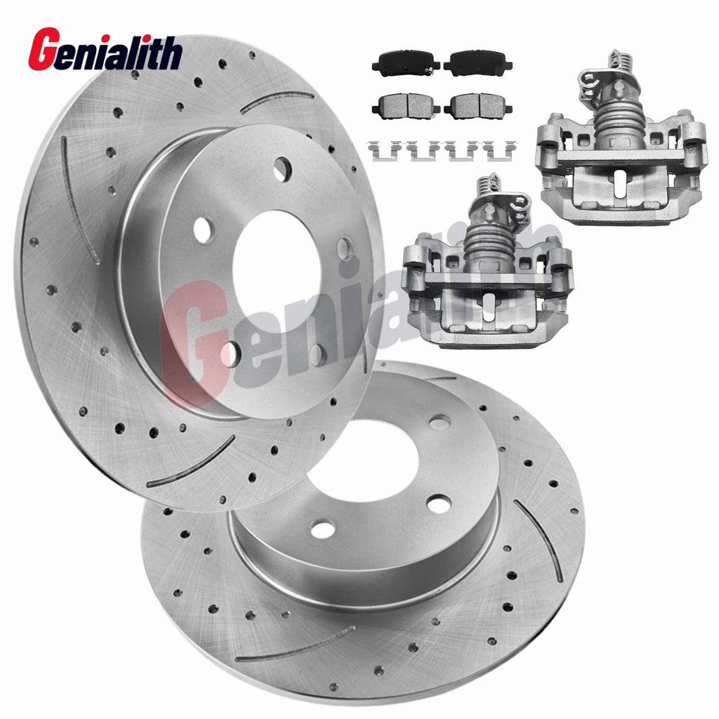 Rear Disc Rotors & Brake Pads + Calipers for Buick Allure (2005–2008) Chevrolet Impala (2006–2010)