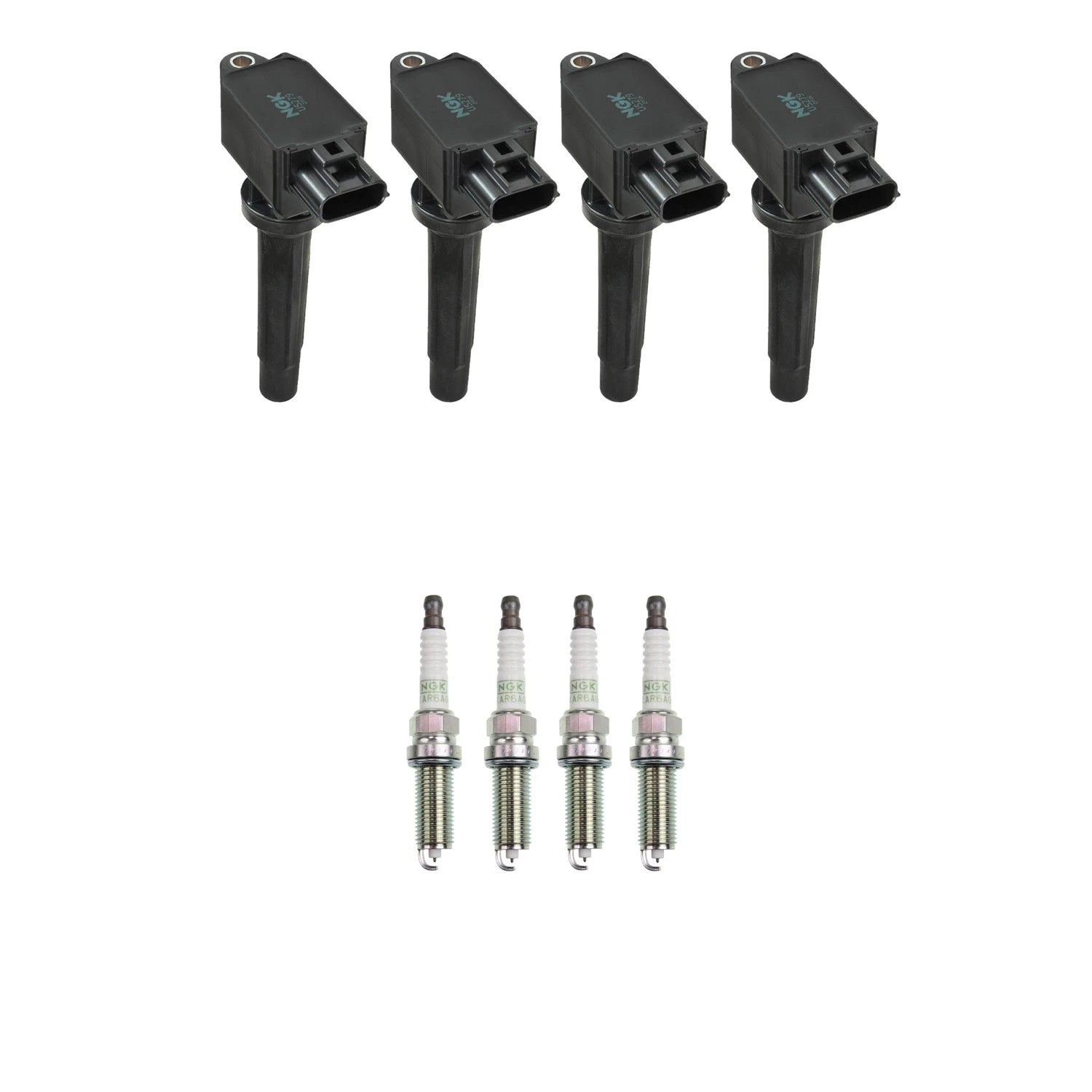 Set of 4 NGK Ignition Coils & Platinum Spark Plugs for Mazda 3 Sport (2004–2021)