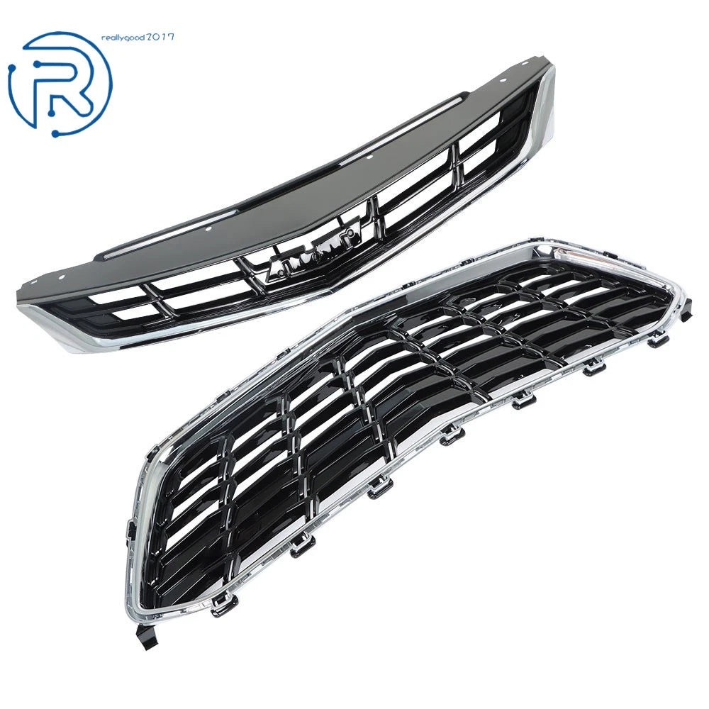 Set of 2 Front Grilles for Chevrolet Cruze (2016–2019) with Chrome Trim