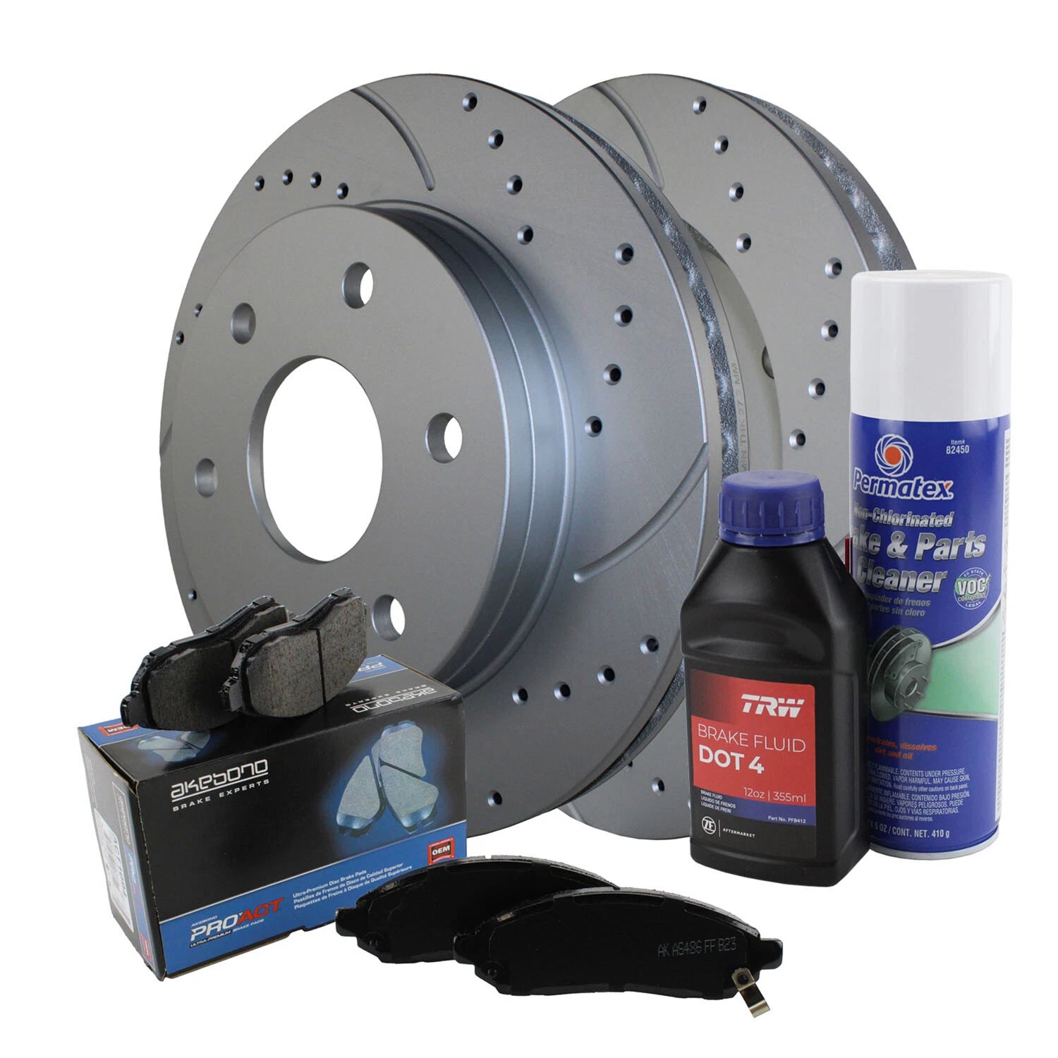 Front Brake Kit 305mm Drilled Rotors & Akebono Ceramic Pads for Cadillac Chevy GMC