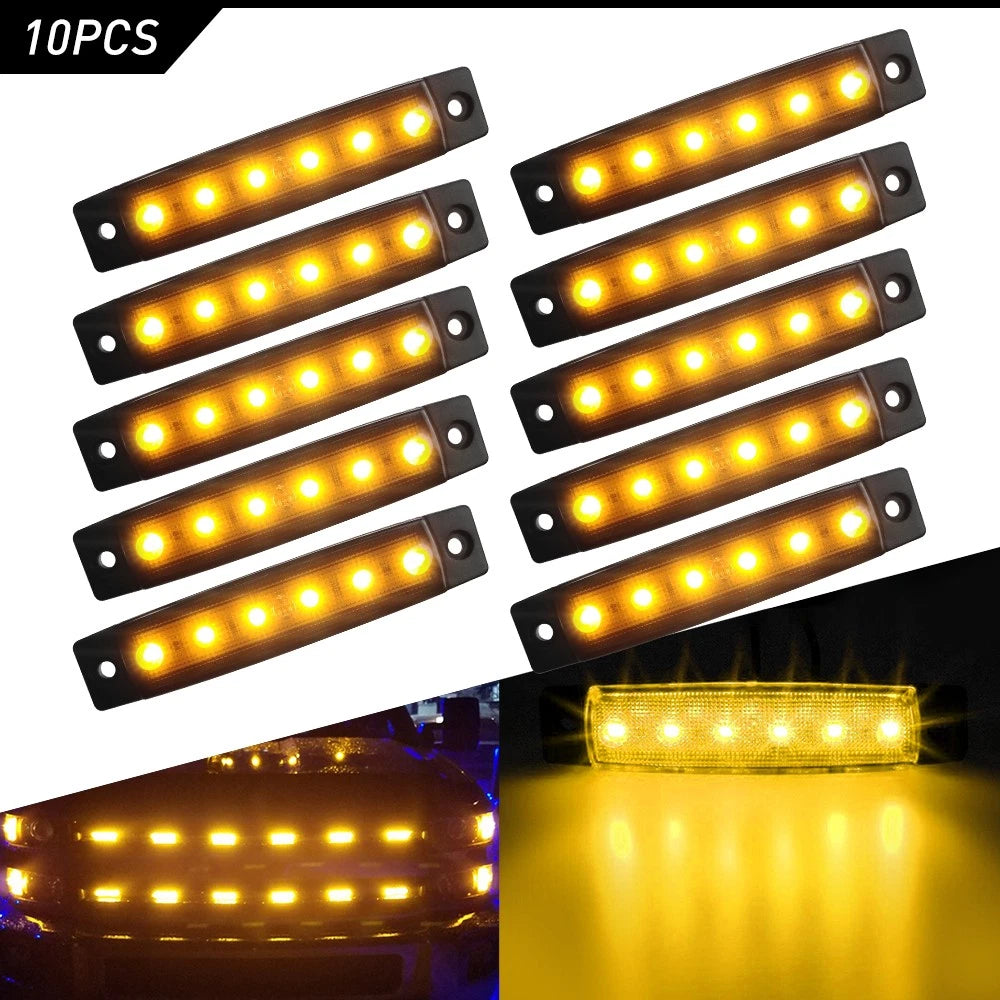 10PCS LED Marker Lights for Trailer Truck (Smoked Amber)