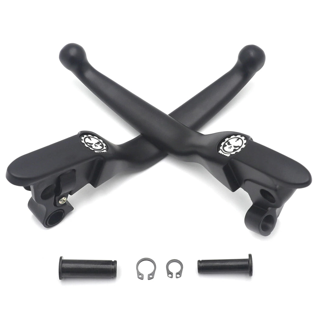 Black Skull Smooth Brake Clutch Levers for Harley Touring Trike (2008–2013)