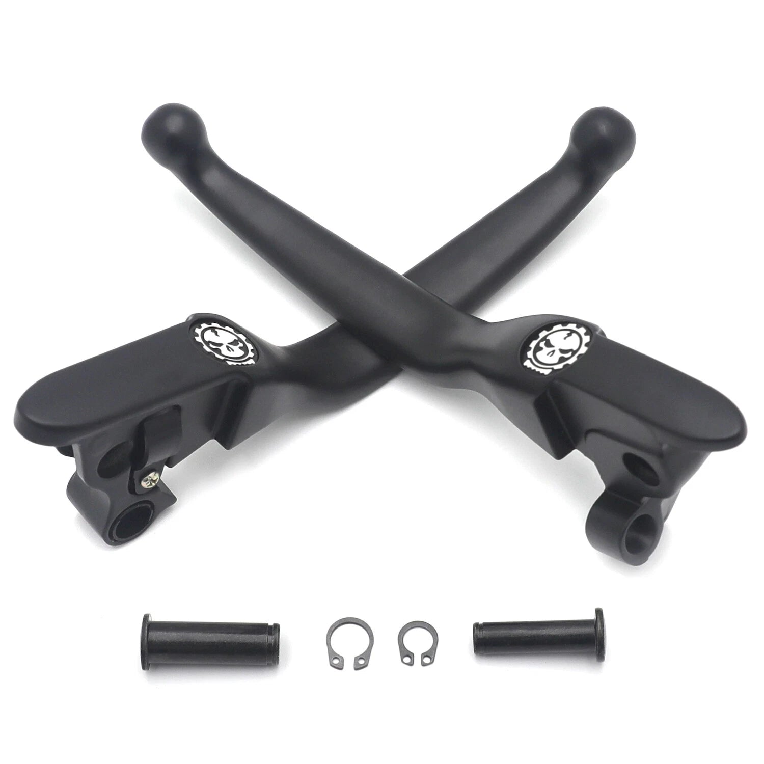 Black Skull Smooth Brake Clutch Levers for Harley Touring Trike (2008–2013)