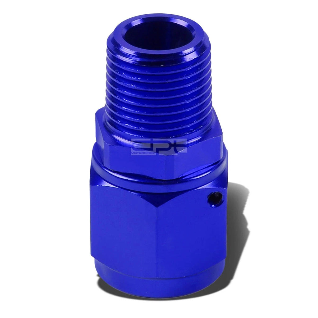 8-AN Female Flare to 3/8" NPT Male Blue Aluminum B-Nut Swivel Coupler Fitting
