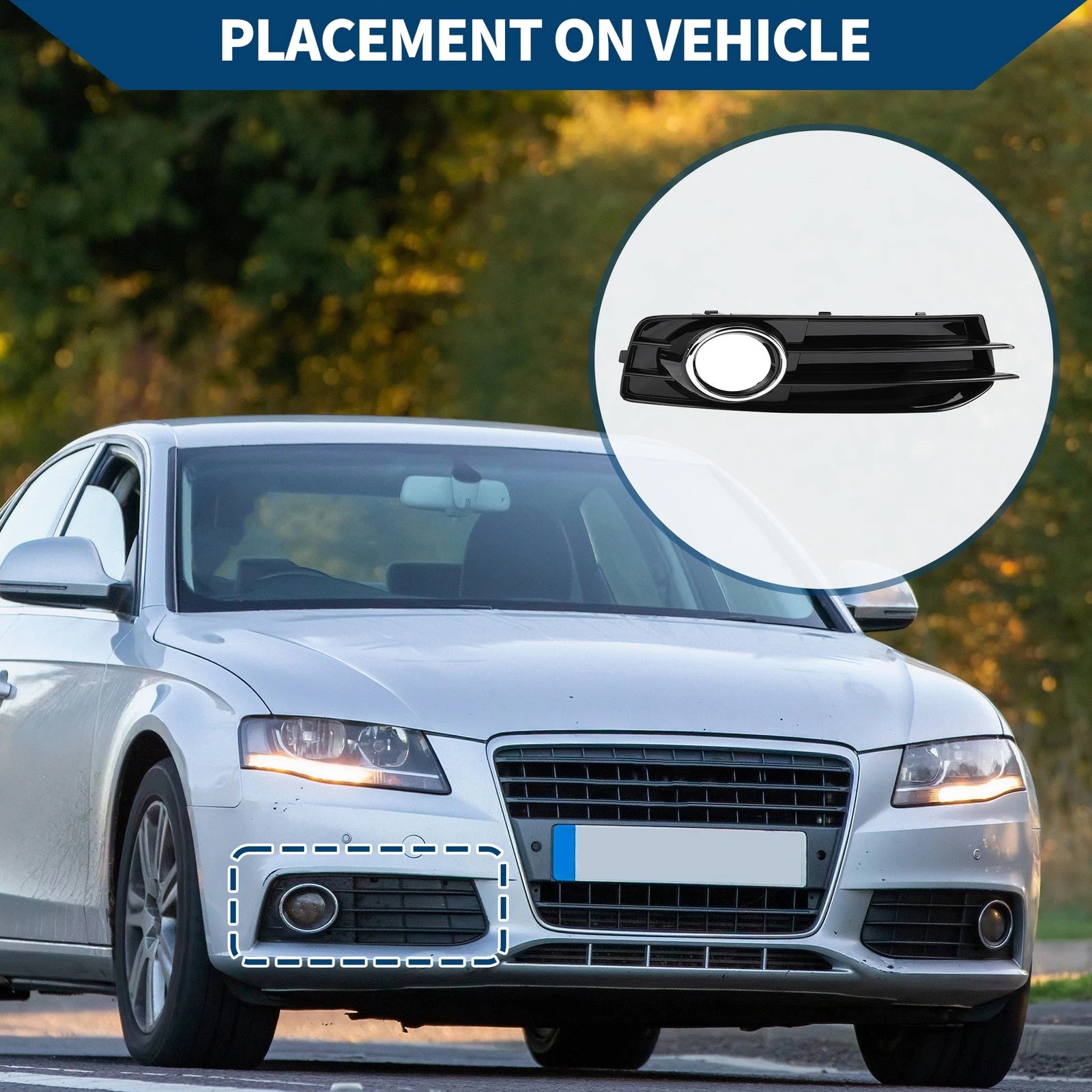 1pc Fog Light Grill for Audi A3 8P (2009–2013) No. 8P0807682K