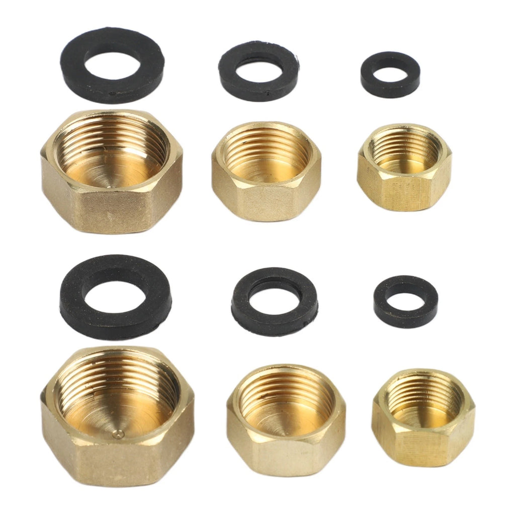 Set of 6 Brass Hexagonal Threaded Fittings for Garden Hose Repair