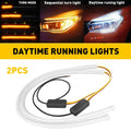 2X LED Switchback Headlight Tube DRL Light for Universal Vehicles 