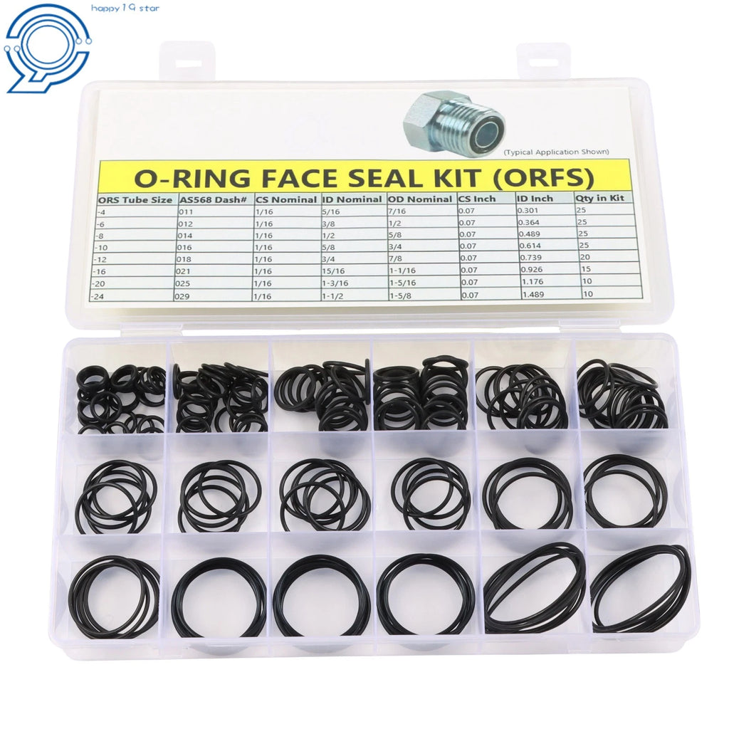 Hydraulic O-Ring Kit for FACE ORFS Fittings (155 Pieces, 8 Sizes)