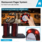 Wireless Restaurant Pager System for Food Truck (20 Buzzers, Waterproof)