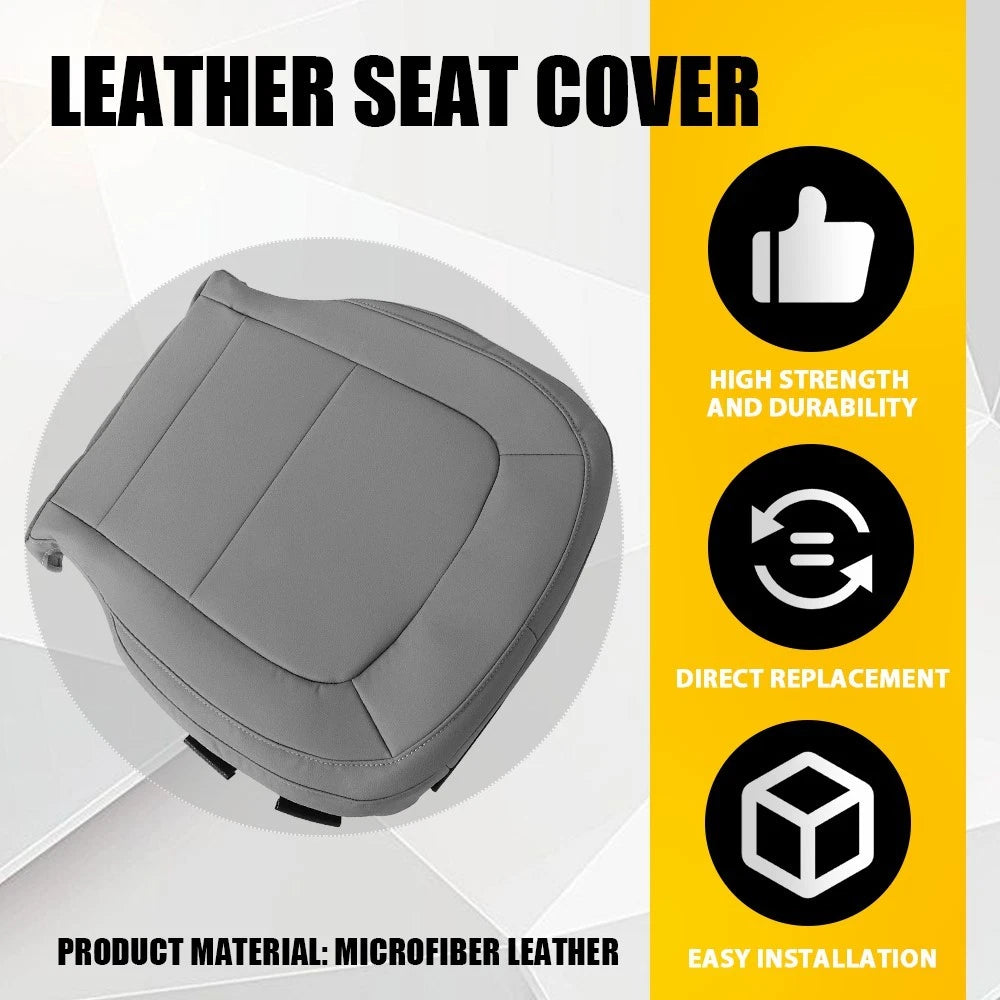 Front Left Bottom Leather Seat Cover for GMC Canyon (2015–2022) Gray EV