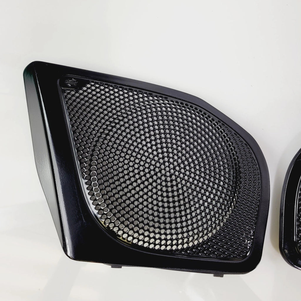 Set of 2 Gloss Black Grills for Harley-Davidson Road Glide (OEM 76001323, 76001324)