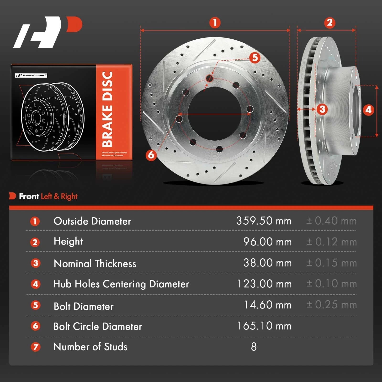 Front Drilled Brake Rotors for Nissan NV1500 NV2500 NV3500 (2012–2021)