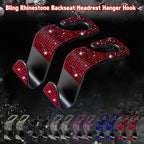 Bling Rhinestone Auto Back Seat Hanger Rear Headrest Hook for Universal Fit (2 Packs)