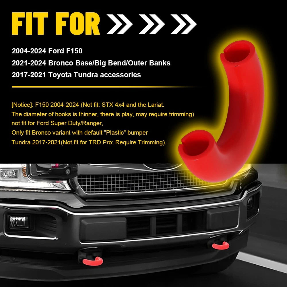 Tow Hook Cover for Ford F150 (2004–2024) Red D-Ring Exterior Position