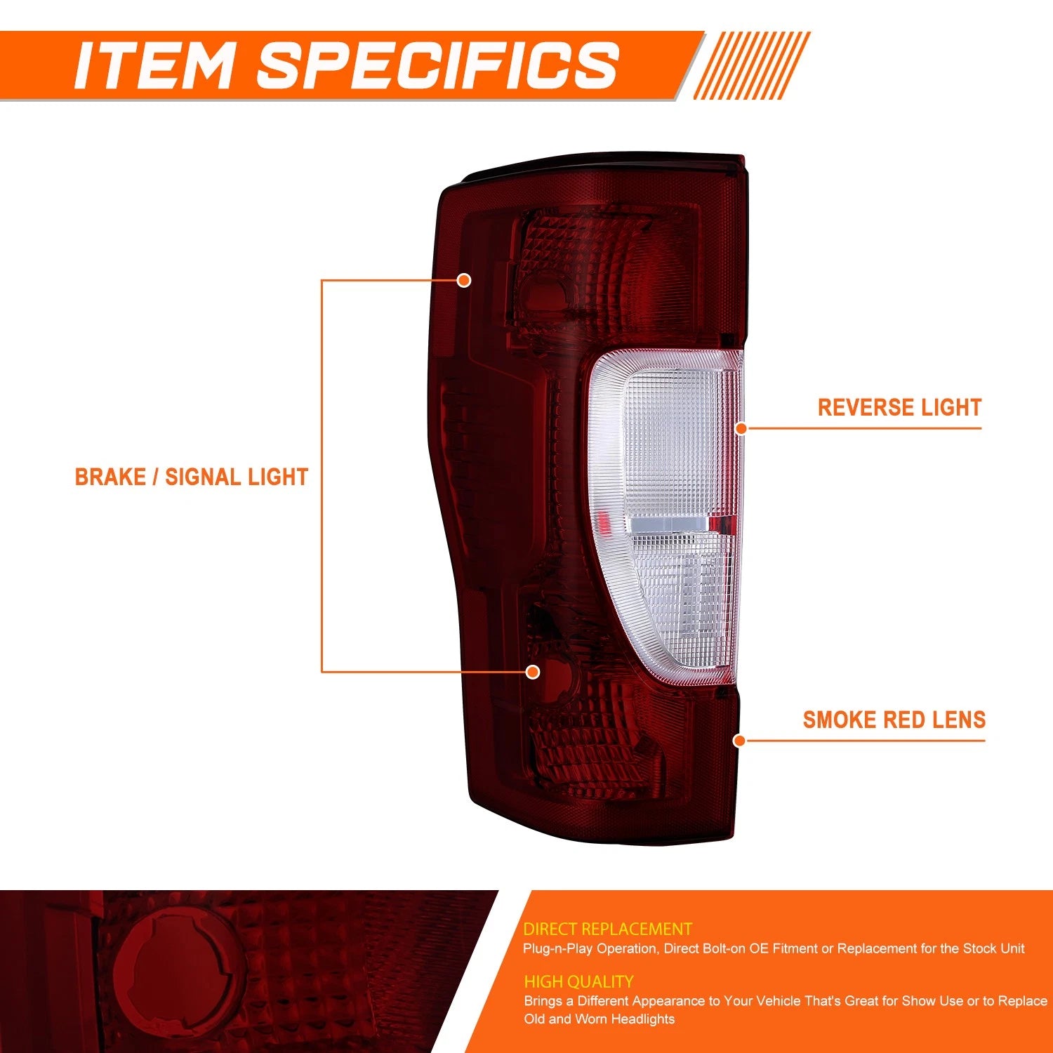 Set of 2 Chrome Tail Lights for Ford F250 F350 F450 Super Duty (2020–2022)
