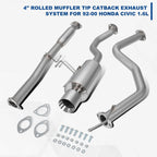 4" Rolled Muffler Tip Catback Exhaust System for Honda Civic (1992–2000)