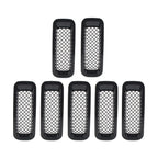 Set of 7 Front Mesh Grille Covers for Jeep Patriot (2011–2017) Gloss Black