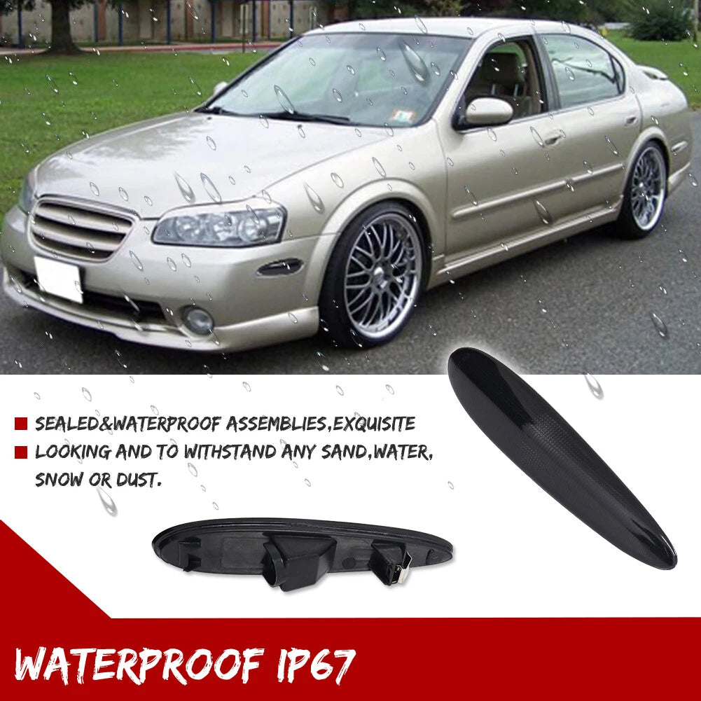 Set of 2 Smoked Lens Front Side Marker Lights for Nissan Maxima (2000–2003)