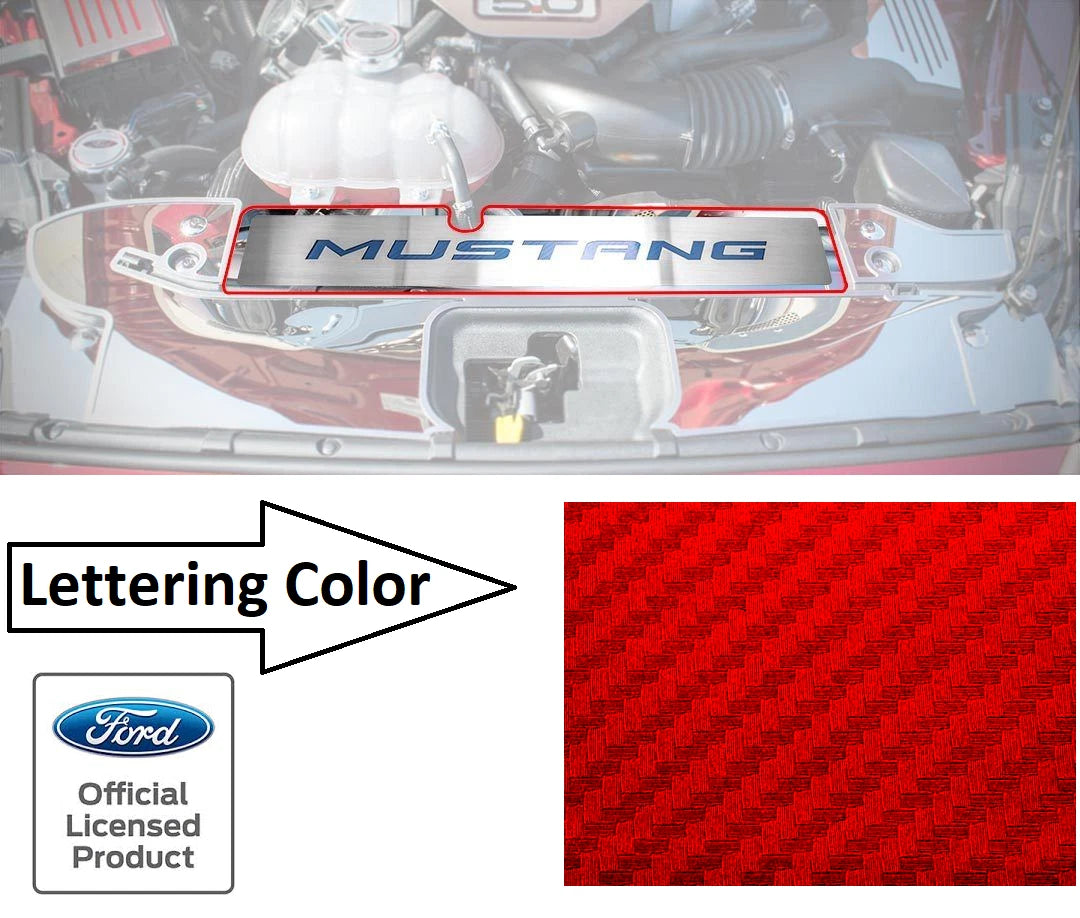 Stainless Radiator Cover Plate Red Carbon Fiber Letters for Mustang GT (2015–2017)