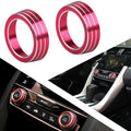 Chrome Red AC Climate Control Knob Cover Ring for Honda Civic (2016–2021)