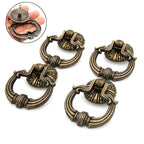 Set of 4 Antique Bronze Knob Vintage Ring Pull Handles for Drawer Cabinet