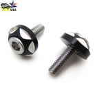 2X Metal Motorcycle License Plate Frame Bolt Screw Fastener Black