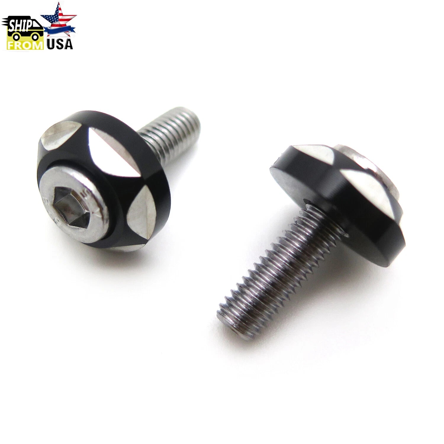 2X Metal Motorcycle License Plate Frame Bolt Screw Fastener Black