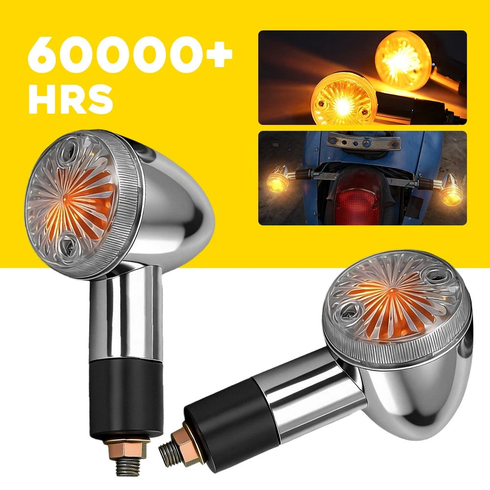 2Pcs Amber LED Bullet Turn Signal Lights for Suzuki Kawasaki Yamaha