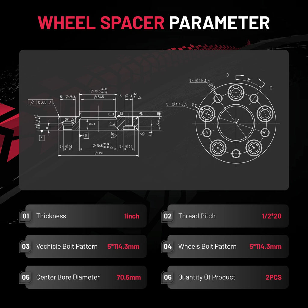 1" Hubcentric Wheel Spacers for Ford Explorer Sport Trac (2001-2010)