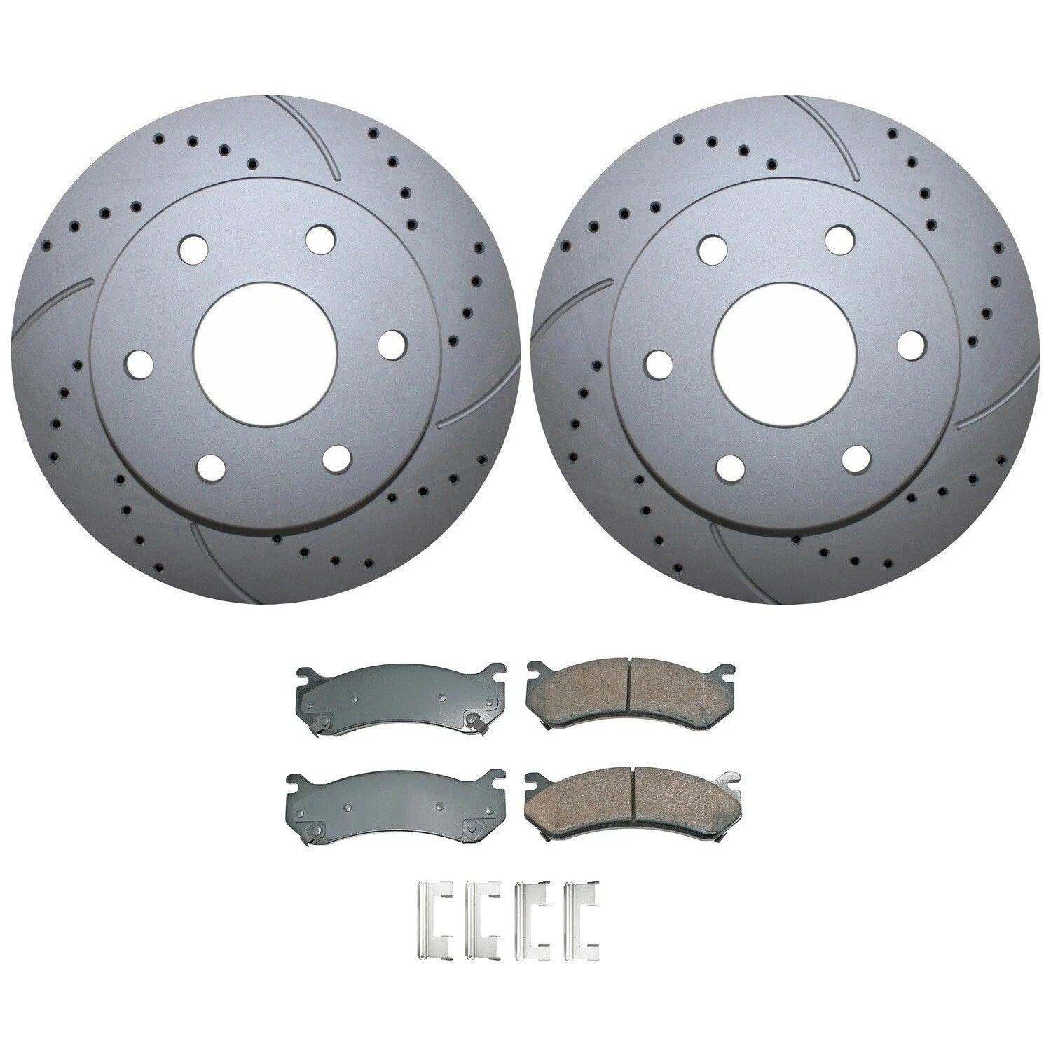 Front Brake Kit 305mm Drilled Rotors & Akebono Ceramic Pads for Cadillac Chevy GMC