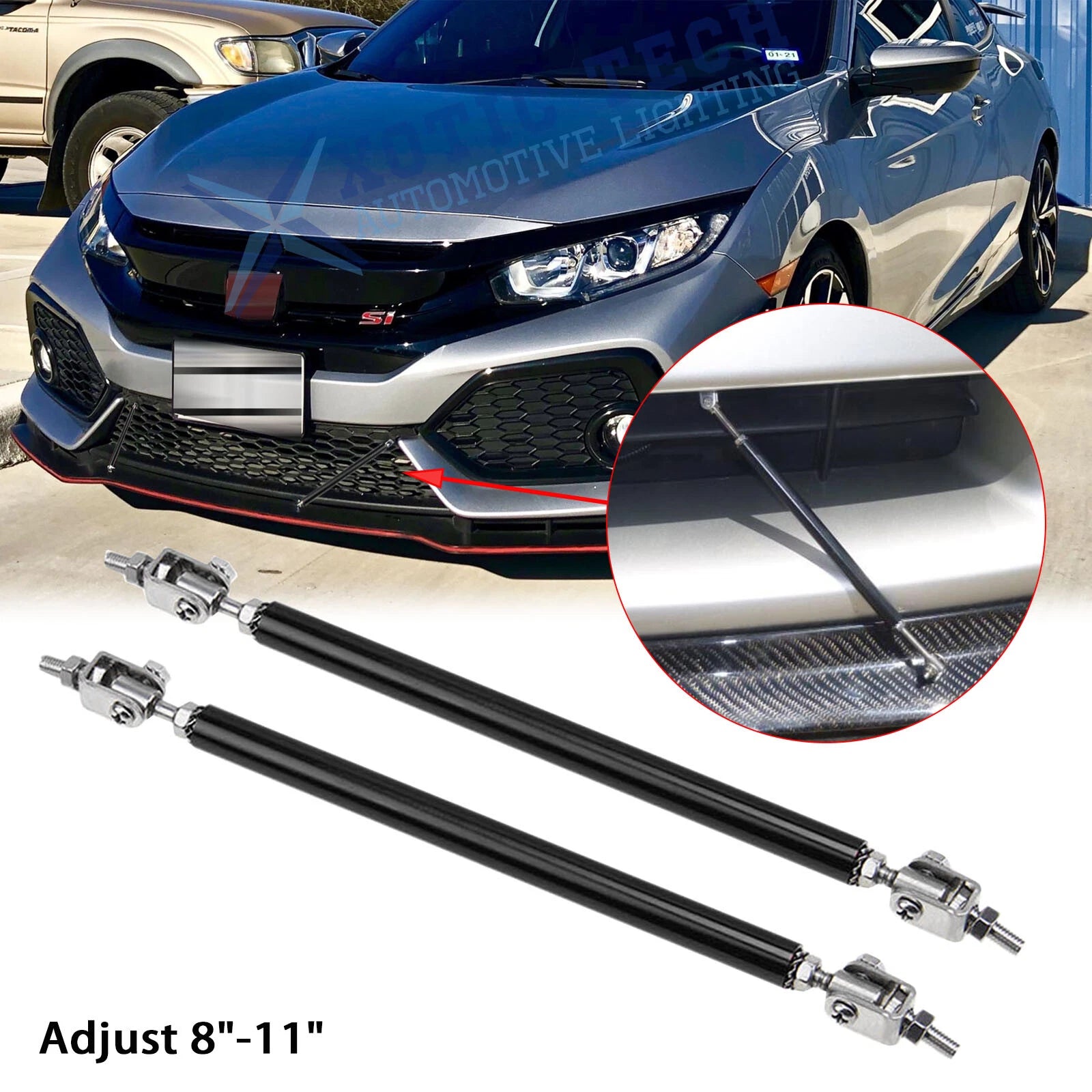 2Pcs Front Bumper Support Rod Diffuser Bars for Honda Civic (2007–2011)