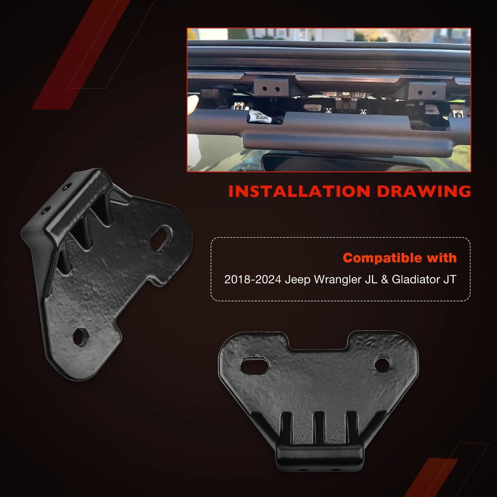Hard Top Mounting Brackets Kit for Jeep Wrangler JL JLU 2018-2024