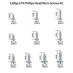 1200pcs Phillips Screws for Sunglasses Repair in Storage Box