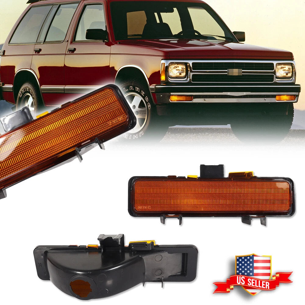 Amber Front Bumper Parking Signal Lights for Chevy S-10 / GMC S-15 (1983–1993)