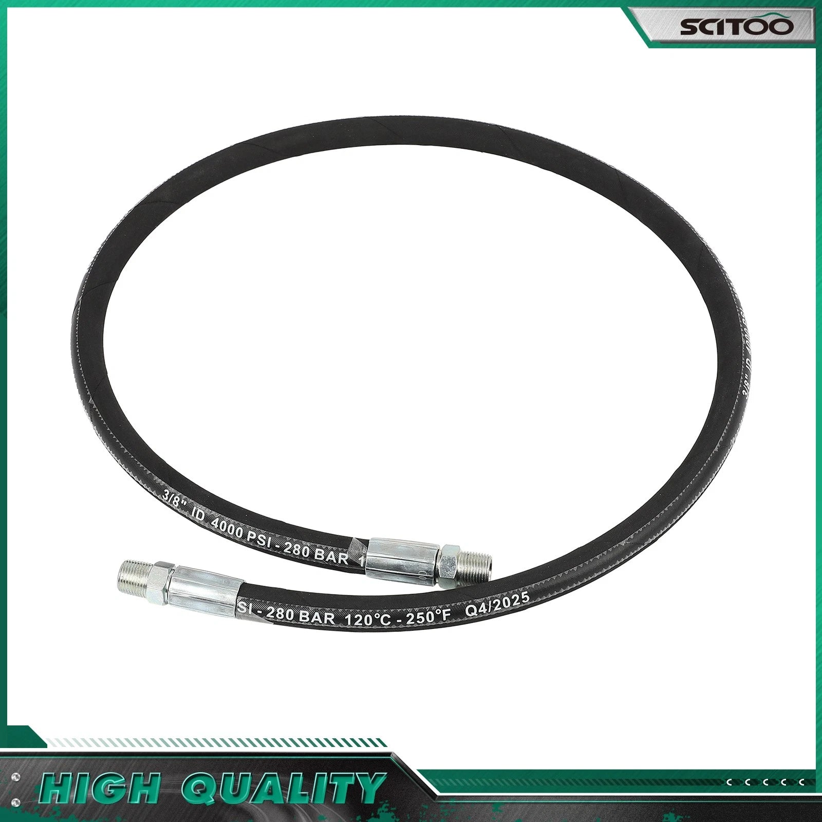 4 FT Pressure Washer Whip Hose for (4000PSI, M22 Female)