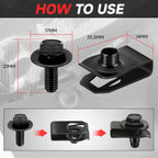 Set of 4 Alloy Steel Black Clip-On Fasteners Bolt Kit for Infiniti G35, Nissan 350Z, 370Z