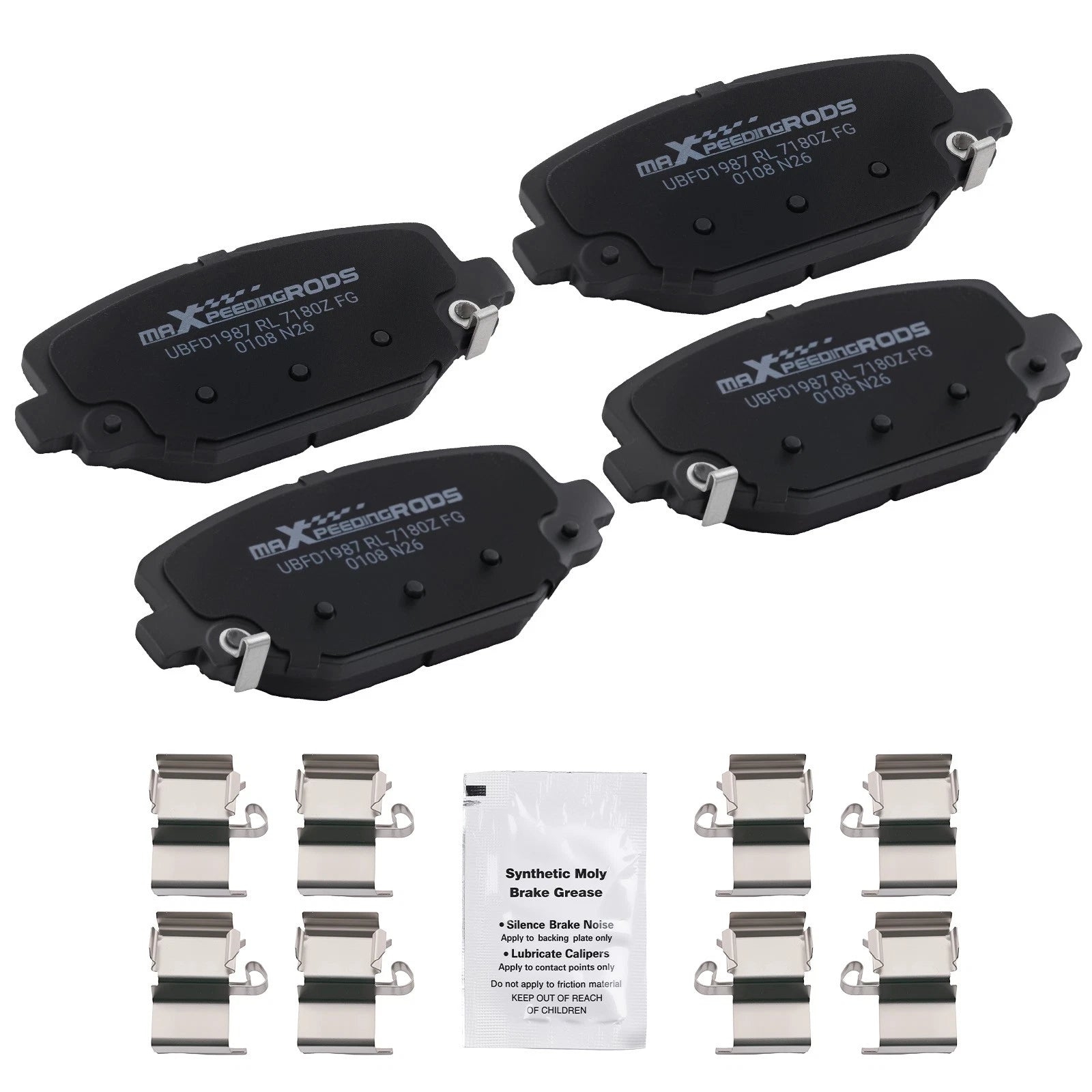 Set of 4 Rear Ceramic Brake Pads for Ram C/V, Chrysler Town & Country (2012–2015)