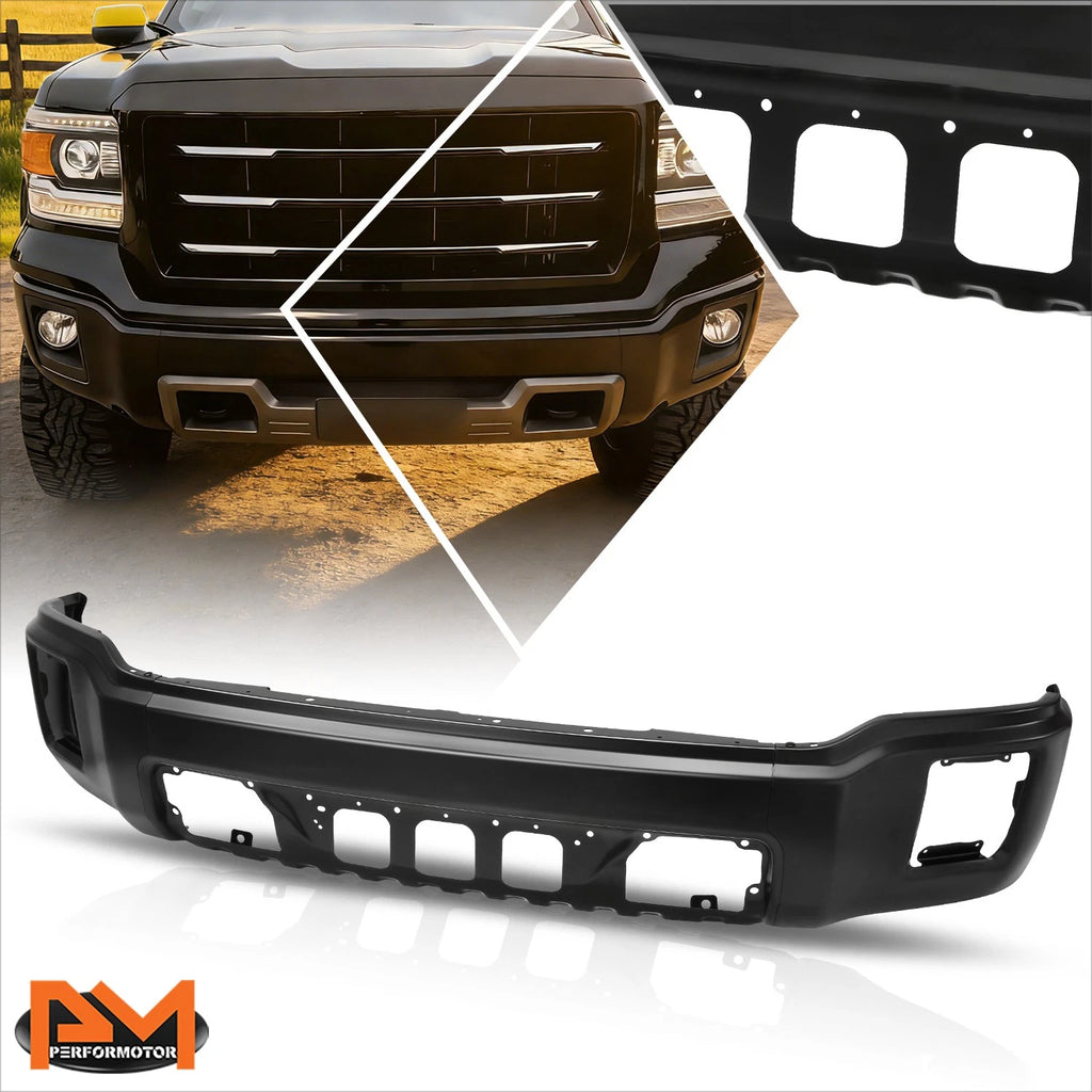 Front Bumper Face Bar for GMC Sierra 1500 (2014–2015) Black w/o Sensor Holes