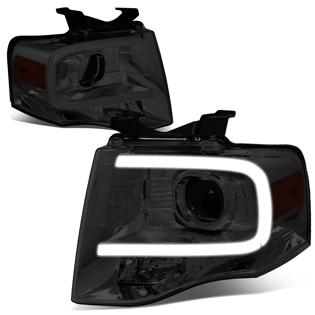 LED DRL Tube Projector Headlight for Ford Expedition (2007–2014) Smoked