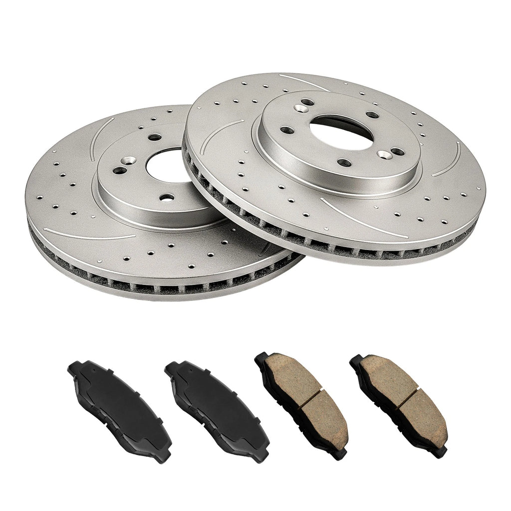 Front Drilled & Slotted Brake Rotors & Ceramic Pads for Honda Pilot (2003–2008)