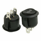 Set of 5 Round Rocker Switches 12-250V Black Polyamide Replacement