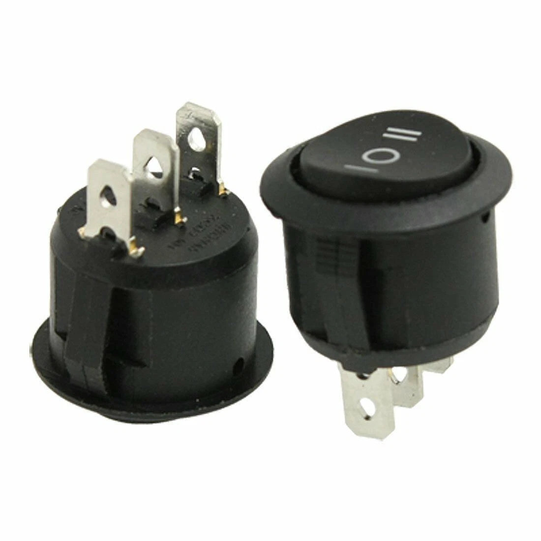 Set of 5 Round Rocker Switches 12-250V Black Polyamide Replacement